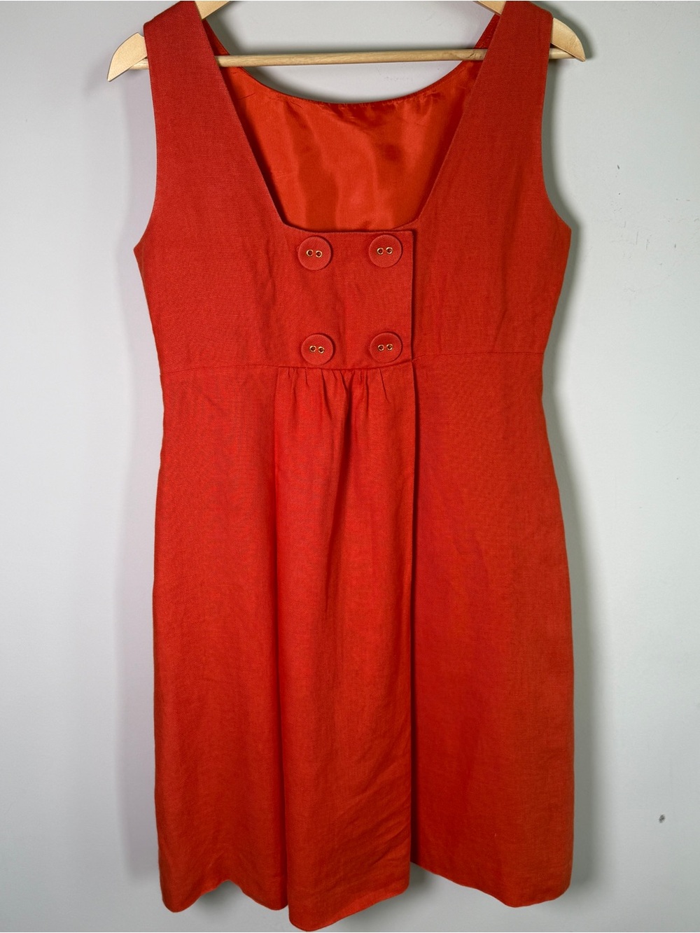 Vintage Talbots Orange Irish Linen Sleeveless Shift Dress Coastal Vacation 8 - Picture 5 of 8